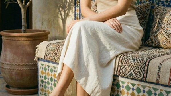 Pair of The Assilah, Women's White Leather Slides showing the H-strap design.