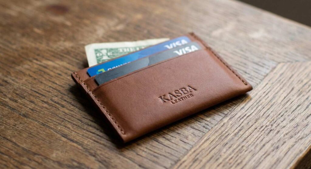 Slim minimalist leather cardholder wallet for men.