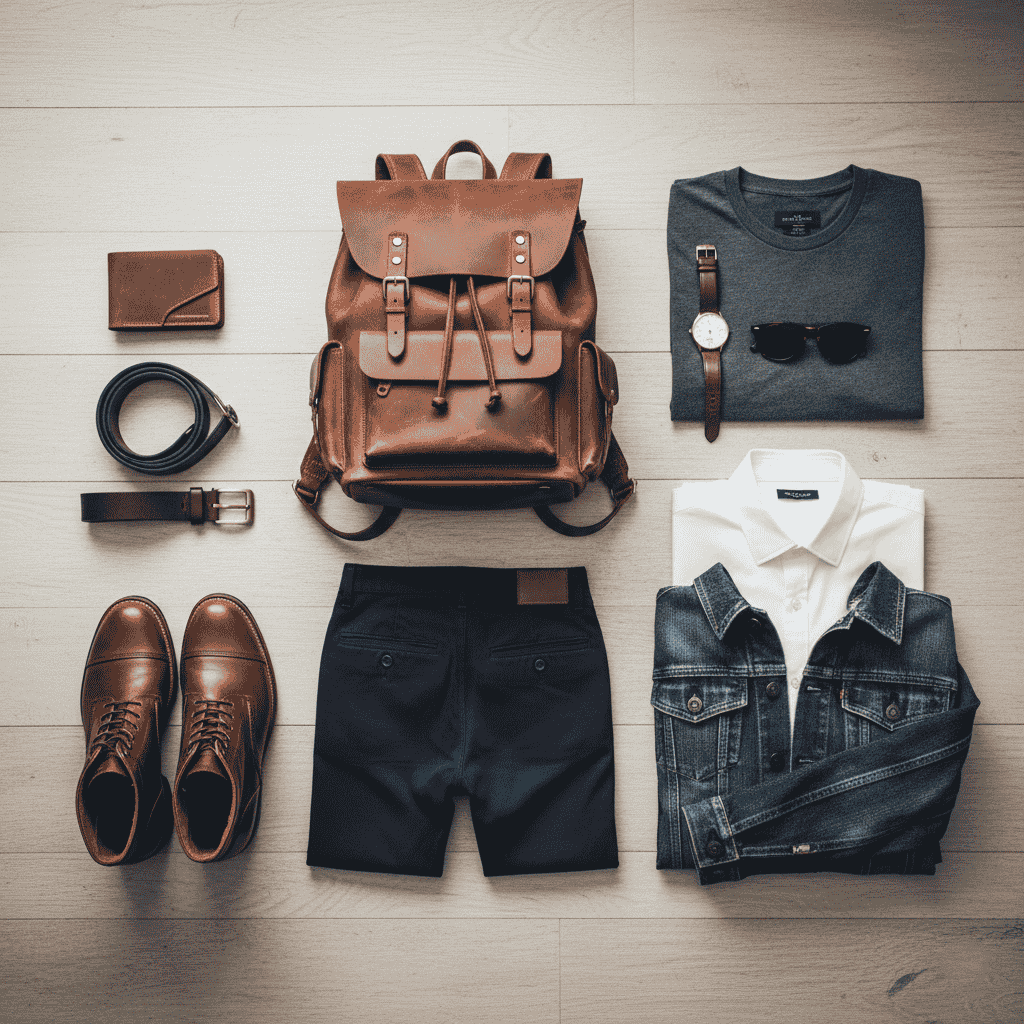 Premium full-grain leather accessories for minimalist men's wardrobe