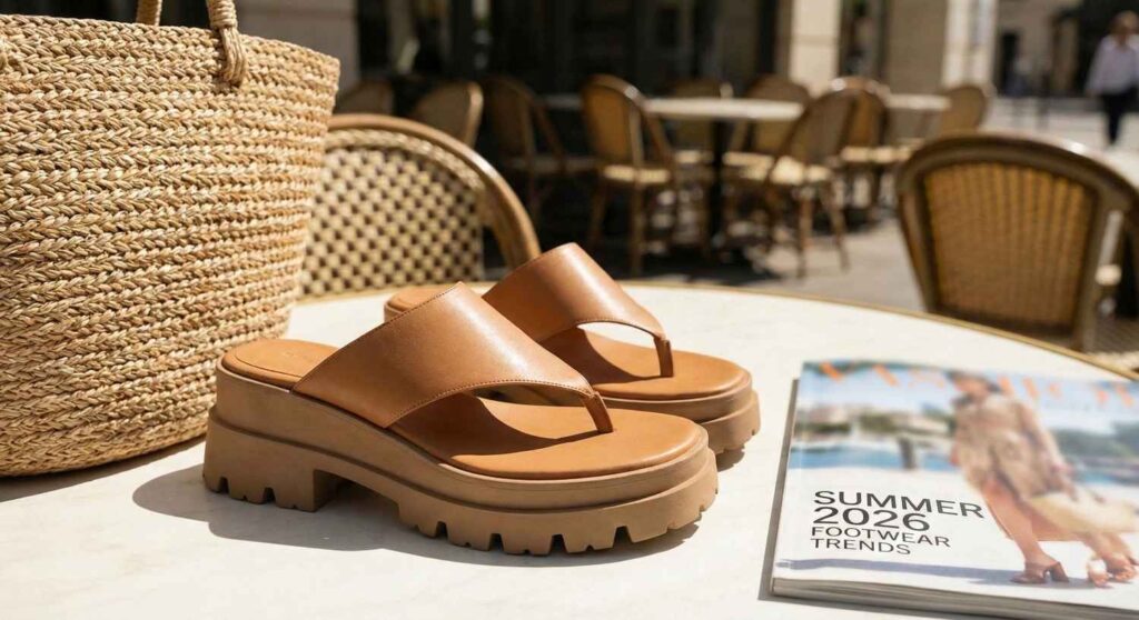 Elevated thong sandals with chunky soles summer 2026 footwear trend